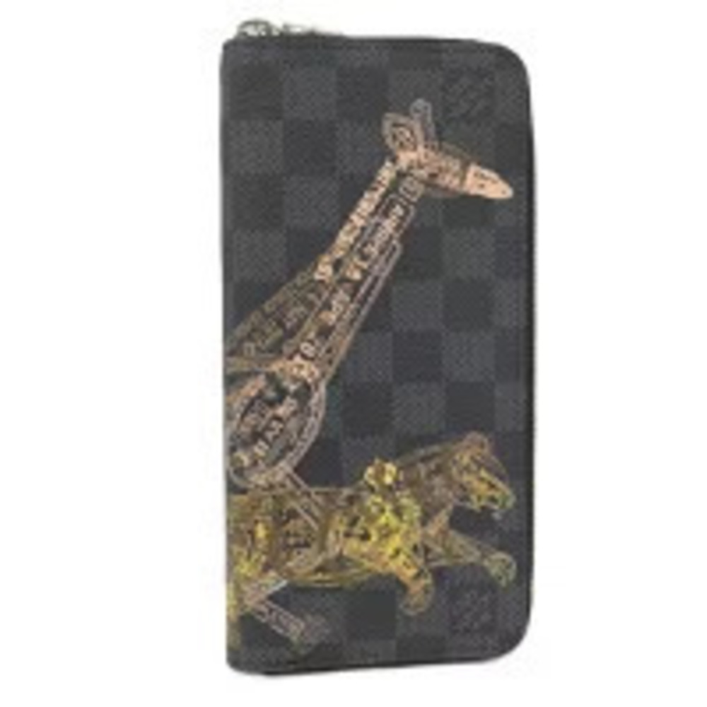 LOUIS VUITTON Zippy Wallet Vertical Animal Damier Graphite Black